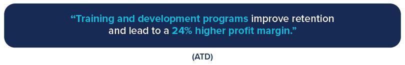 Training and development programs improve retention and lead to a 24% higher profit margin. - ATD