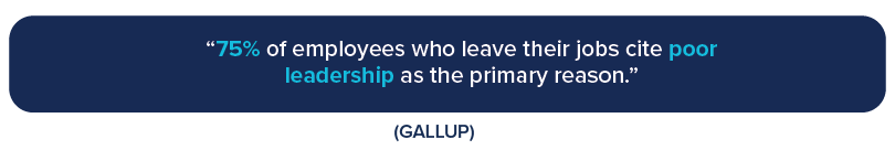 75% of employees who leave their jobs cite poor leadership as the primary reason. - Gallup 