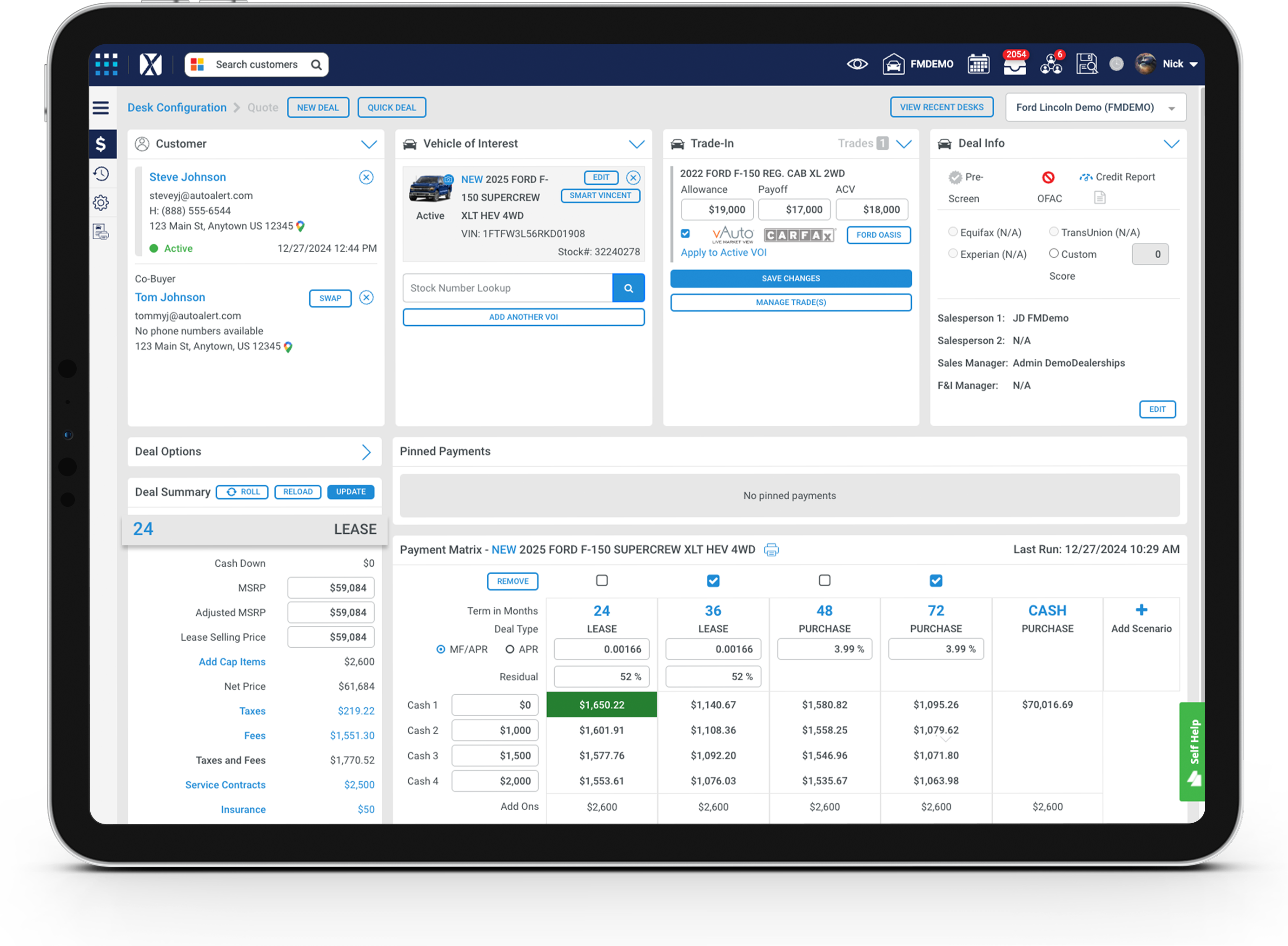 Desking Dashboard - AutoAlert CXM